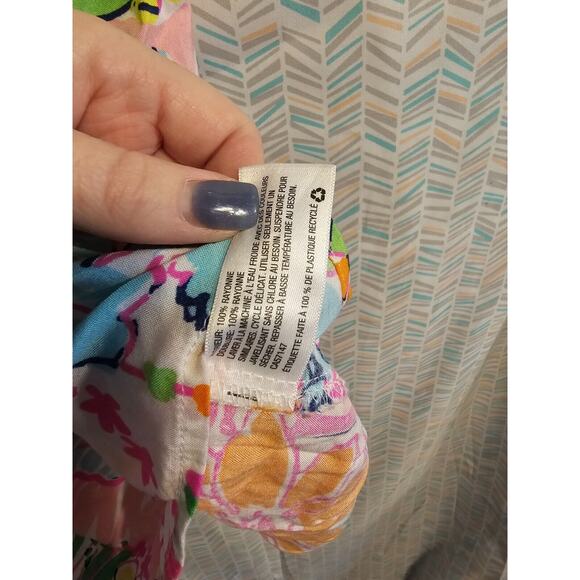 LILLY PULITZER Target Multicolor Tank Blouse NOSEY POSIE MED 100% RAYON - Picture 5 of 7